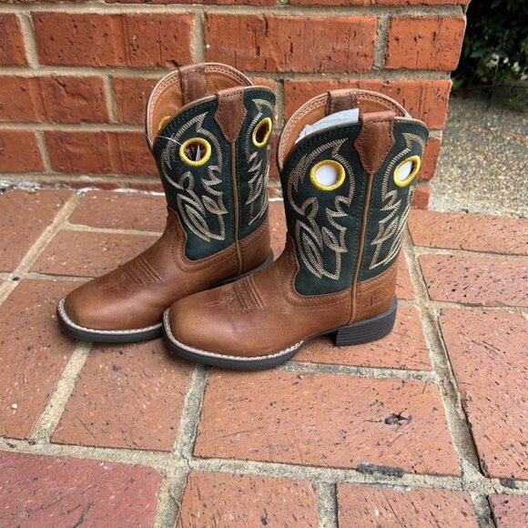 Justin Bowline Junior Brown Wide Square Toe Boot - Picture 3 of 5